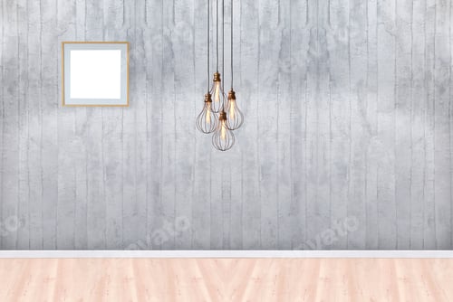 Preview: Interior Background with Lighting Fixture and Empty Frame