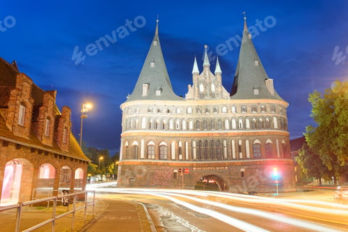 Preview: Holsten Gate At Night, Lubeck - Germany.