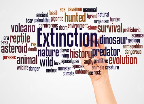 Preview: Extinction Word Cloud And Hand With Marker Concept On White Background.