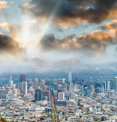 Preview: Aerial View Of San Francisco Skyline On A Beautiful Sunny Summer Day.