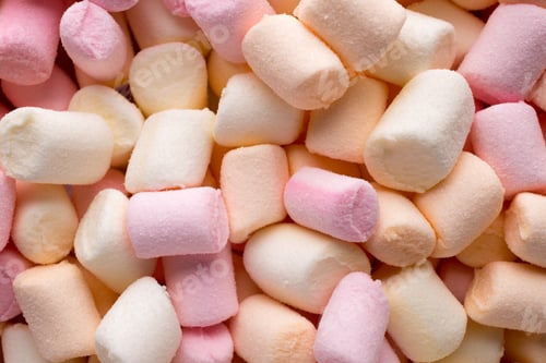 Preview: A Pile Of Small Colored Puffy Marshmallows.