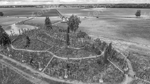 Preview: Hill Of Crosses, Lithuania. Beautiful Aerial View In Summer Season.