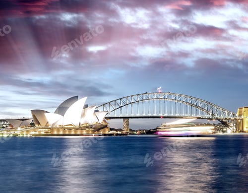 Preview: Beautiful Sunset Over Sydney Skyline, Australia.