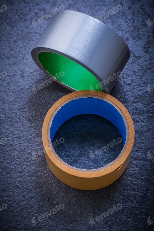 Preview: Adhesive Tape On Black Background Construction Concept.