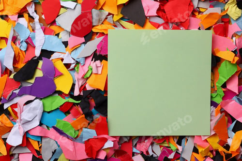 Preview: Blank Sticker With Place For Text On Background Of Torn Colored Paper
