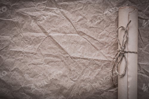 Preview: Medieval Paper Scroll On Crumpled Wrapping Sheet.