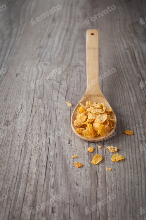 Preview: Bunch Of Corn Flakes On A Wooden Spoon