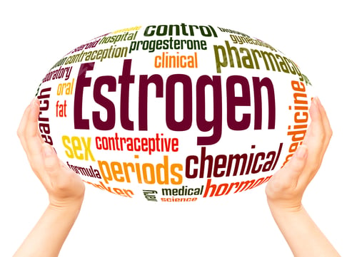 Preview: Estrogen Word Cloud Hand Sphere Concept On White Background.