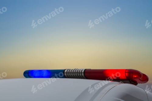 Preview: Signal Lamp On The Roof Of Special Vehicles, Giving Light By Flashes, Perforations. Flasher