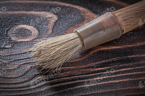Preview: Vintage Paint Brush On Wooden Board Construction Concept.