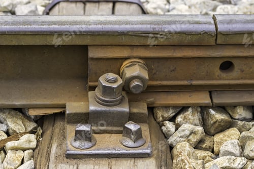 Preview: Detail Of Nuts And Bolts On Railway Rail. Selective Focus And Shallow Dof.