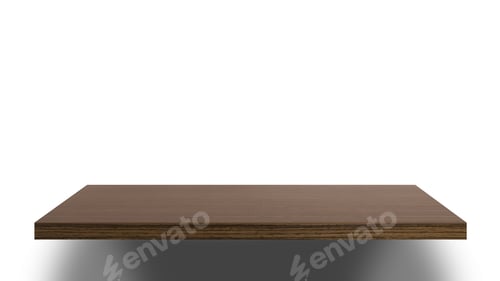 Preview: Empty Wooden Shelf Isolated On White Background