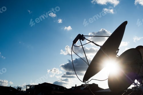 Preview: Tv Satellite Dishes On The Roofs - Silhouette