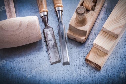 Preview: Set Of Joiner�?S Tools On Metallic Background Construction Concept.