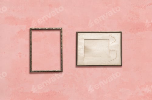 Preview: Old Wooden Frames On Pink Wall
