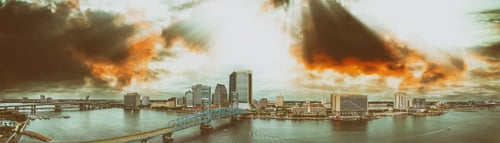 Preview: Panoramic Aerial View Of Jacksonville From City River At Sunset, Florida.