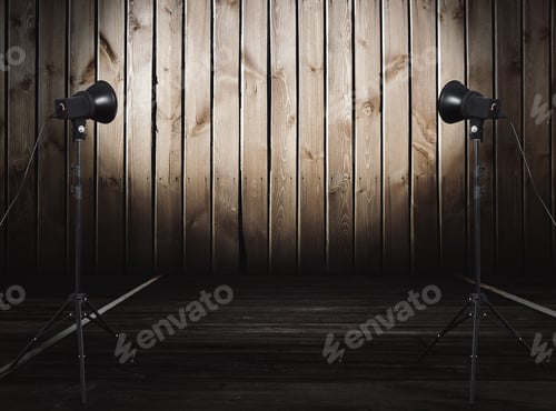 Preview: Photo Studio In Old Room With Wooden Wall
