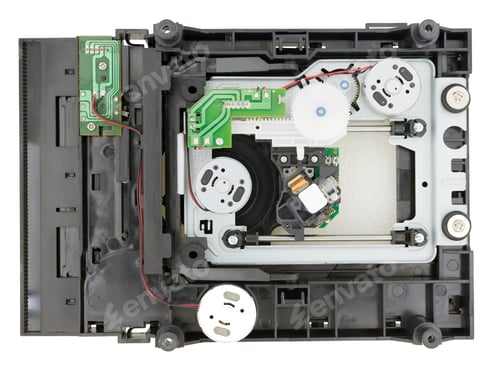 Preview: Detailed View Of The Inside Of Dvd Disk Drive On A White Background