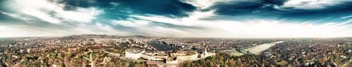 Preview: Budapest, Hungary. Panoramic Aerial View Of City Skyline At Sunset From Citadel Hill.