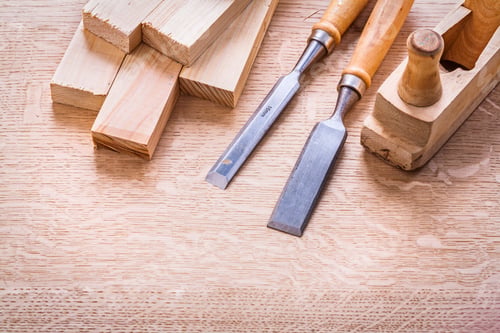 Preview: Chisels Plane Planks On Wooden Board