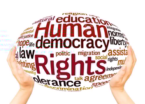 Preview: Human Rights Word Cloud Hand Sphere Concept On White Background.