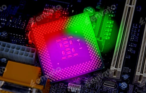 Preview: Macro View Of Cpu Pins And Circuit Mother Board