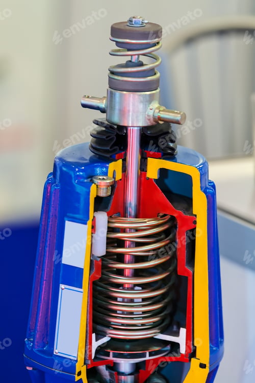 Preview: Cross Section Of Fabric Engine Part With Helical Spring; Note Shallow Depth Of Field