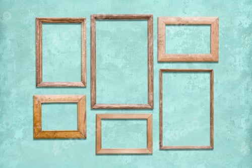 Preview: Old Wooden Frames On Blue Wall