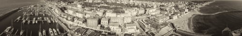 Preview: San Vincenzo Coastline, Tuscany. Amazing Aerial Panoramic View Of City Port And Skyline.