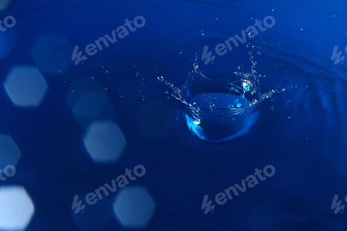 Preview: Abstract Toned Blue Background With Splashes Of Water, Wallpaper Blank, Substrate For Text Or