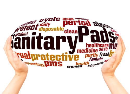 Preview: Sanitary Pads Word Cloud in Supporting Hands