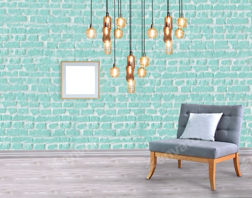 Preview: Living Room Interior with Chair and Brick Wall