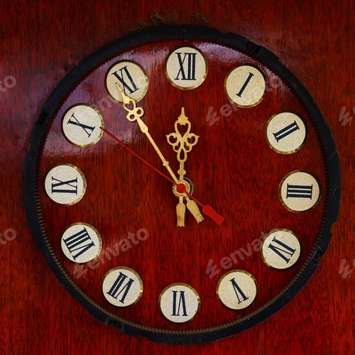 Preview: Antique Wall Clock Of The 20S - 30S With A Gold Dial And A Wooden Base