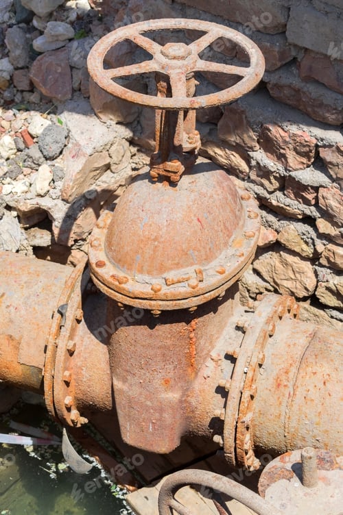 Preview: Old Wheel Valve With Pipe On Construction Site
