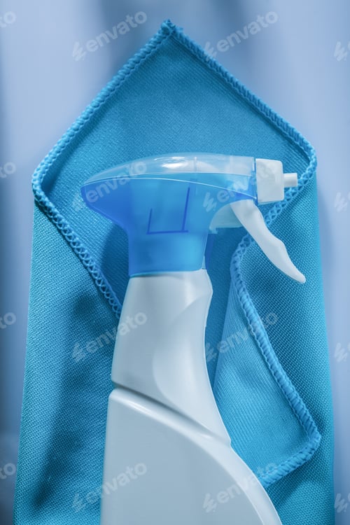 Preview: Blue Washing Rag Sprayer On White Background.