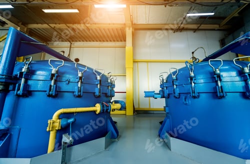 Preview: Interior Of Modern Natural Oil Factory. The Piping, Pumps And Motors. Industry Background