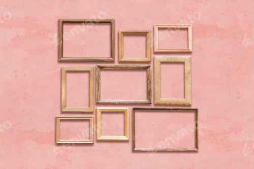 Preview: Old Wooden Frames On Pink Wall
