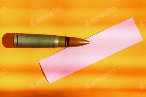Preview: Sticker With Place For An Inscription Or Text On A Background Of A Military Bullet In Contrast Light