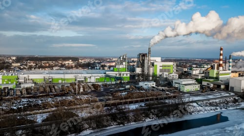 Preview: Aerial View Of Industrial Area In Summer Evening.