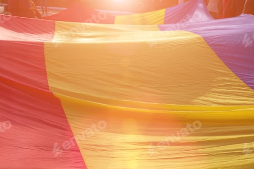 Preview: Flag Of The State Of Romania At A Street Demonstration, Toned