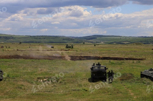 Preview: Armored Personnel Carrier Infantry Fighting Vehicle. Military Background With Copyspace. Heavy
