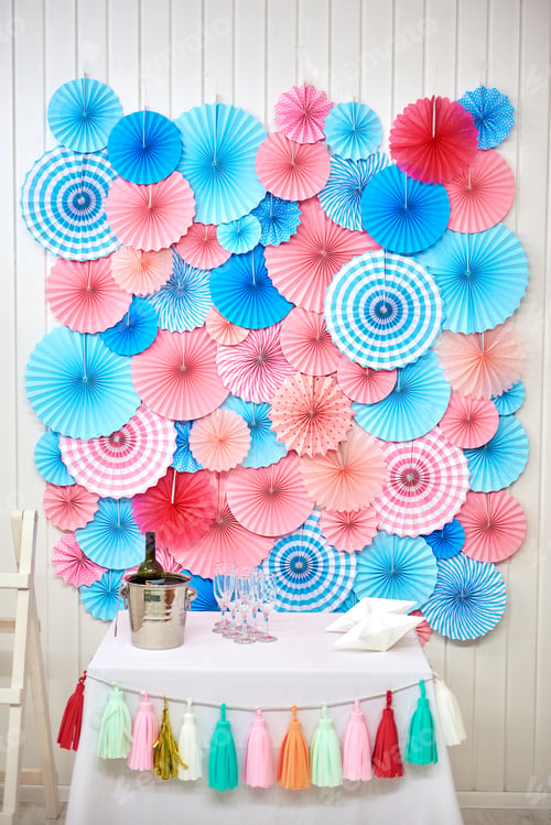 Preview: Children'S Holiday Background. Photozone Design For Children. Multicolored Paper Circles On A