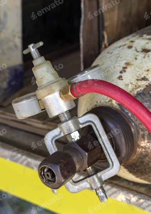 Preview: Gas Cylinder And Pressure Gauge In Factory