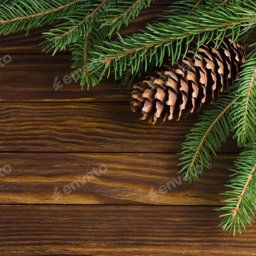 Preview: Christmas Decorations On Wooden Background