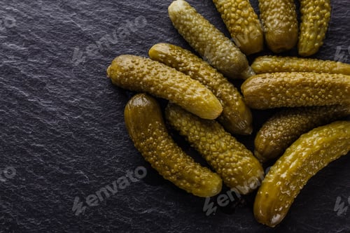 Preview: Pickled Vegetables On A Dark Stone Background