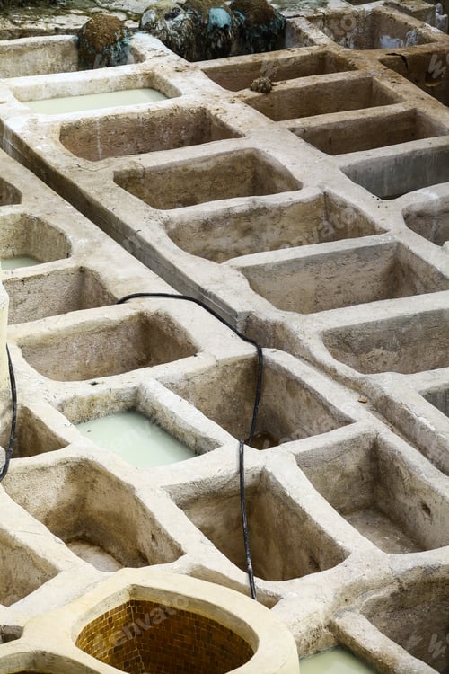 Preview: Image Of The Tannery Leather Souk Of Weavers In Fez, Morocco, Being Renovated. The Tannery Souk Of