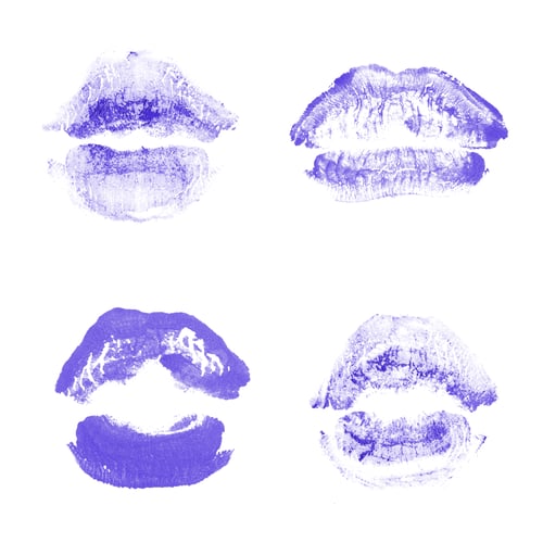Preview: Female Lips Lipstick Kiss Print Set For Valentine Day And Love Collection Isolated On White