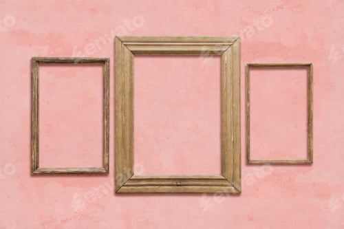 Preview: Old Wooden Frames On Pink Wall