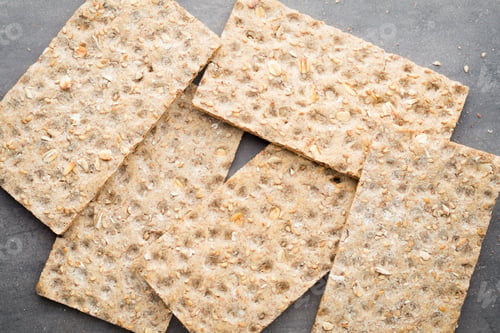 Preview: Stack Of Wholegrain Crispy Bread With Sunflower, Chia And Sesames Seeds
