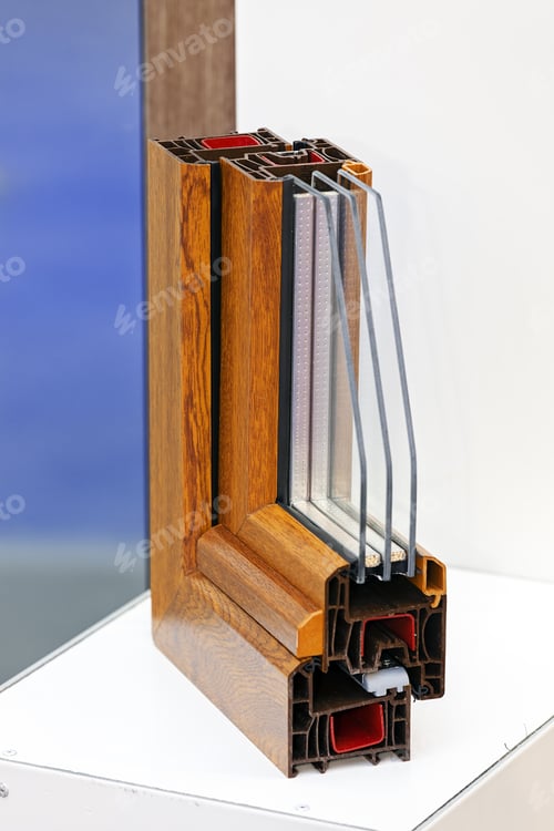 Preview: Cross Section Of Pvc Profile For Window, Wood Design; Note Shallow Depth Of Field